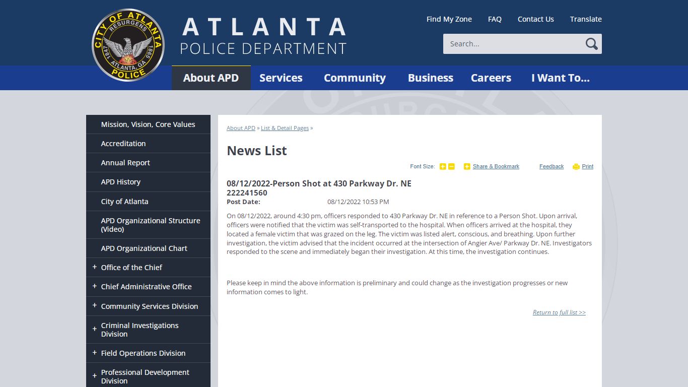 News List | Atlanta Police Department